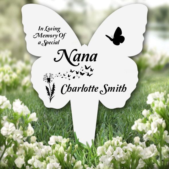 Butterfly Nana Dandelion Remembrance Grave Garden Plaque Memorial Stake