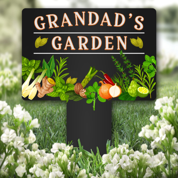 Black Vegetables Grandad's Garden Personalised Gift Garden Plaque Sign Stake