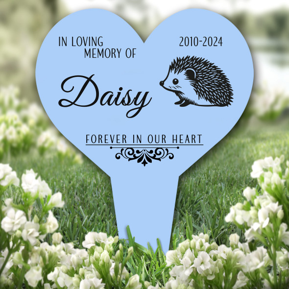 Heart Hedgehog Pet Blue Remembrance Garden Plaque Grave Marker Memorial Stake