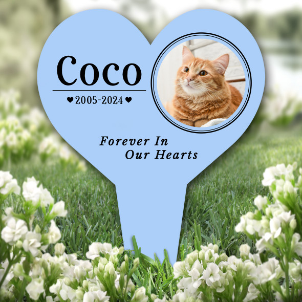 Heart Any Pet Photo Frame Pet Blue Remembrance Grave Plaque Memorial Stake