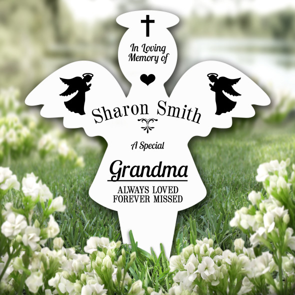 Angel Grandma Praying Remembrance Garden Plaque Grave Marker Memorial Stake