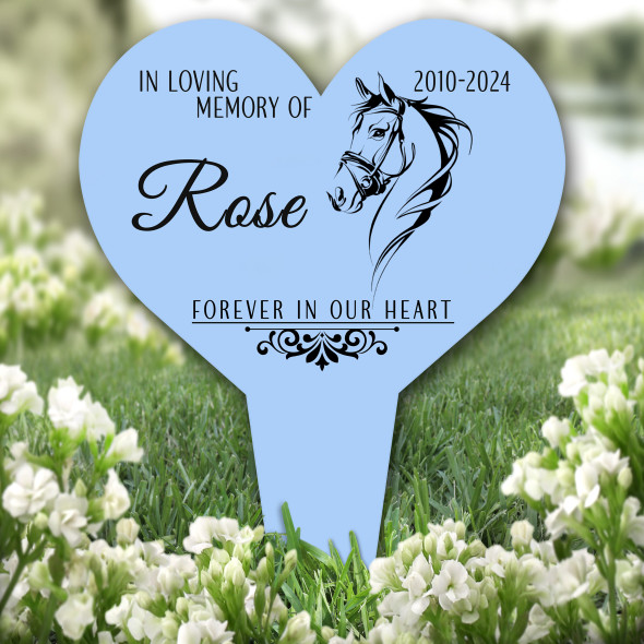 Heart Horse Pet Blue Remembrance Garden Plaque Grave Marker Memorial Stake