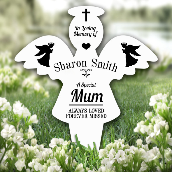 Angel Mum Praying Remembrance Garden Plaque Grave Personalised Memorial Stake