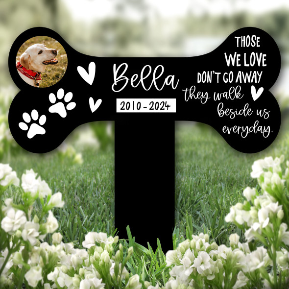 Bone Photo Black Dog Loss Pet Remembrance Garden Plaque Grave Memorial Stake