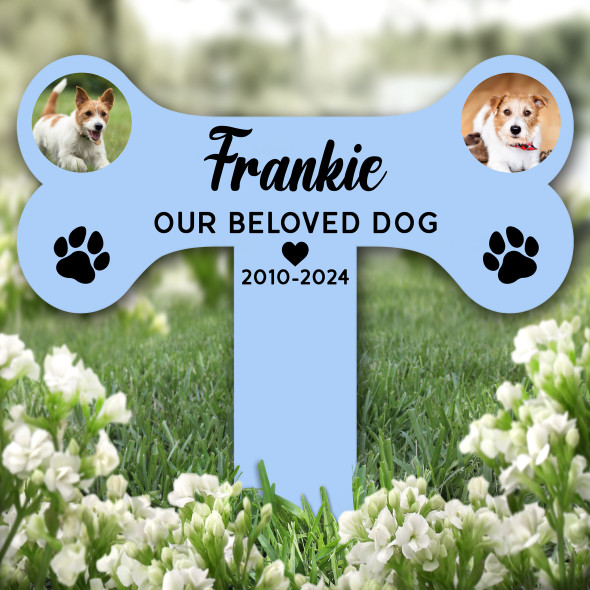 Bone Blue Photo Dog s Pet Remembrance Garden Plaque Grave Marker Memorial Stake