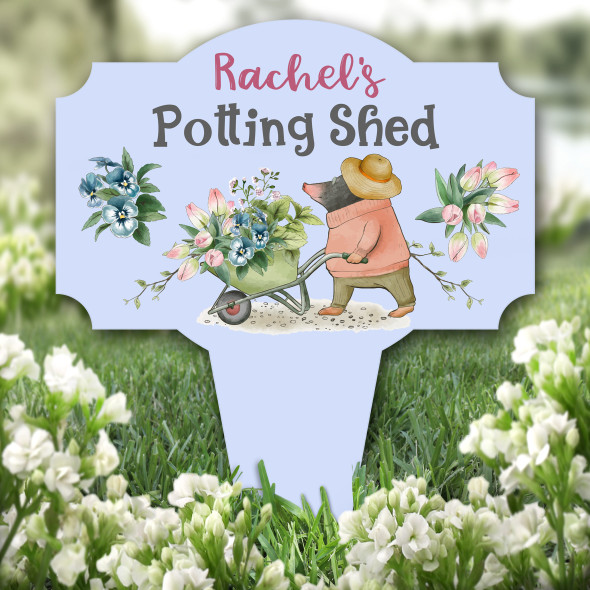 Potting Shed Garden Blue Animal Personalised Gift Garden Plaque Sign Stake