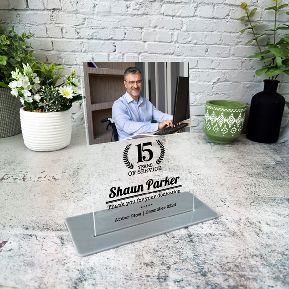 15 Years Service 15th Anniversary Photo Gift Employee Personalised Gift Plaque