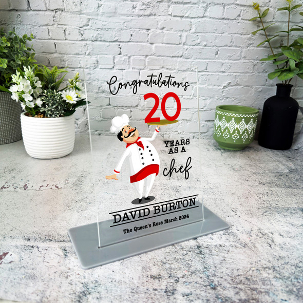 20 Years Service 20th Anniversary Funny Chef Gift Employee Personalised Plaque