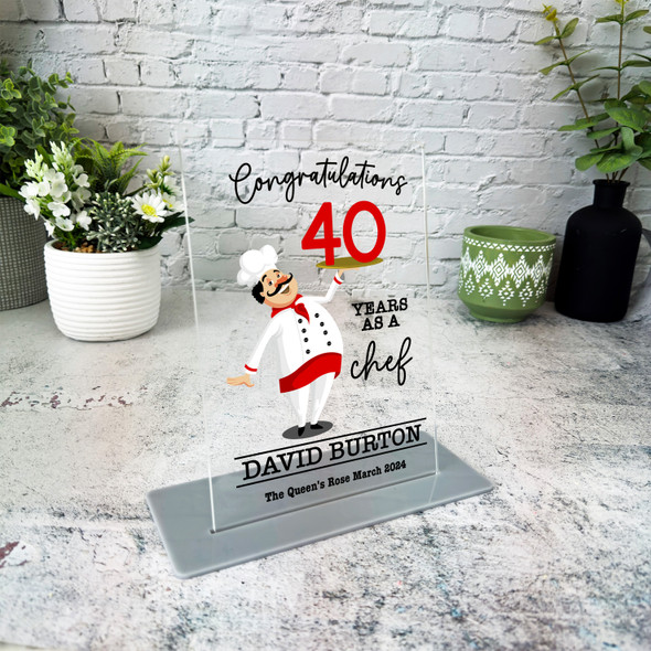 40 Years Service 40th Anniversary Funny Chef Gift Employee Personalised Plaque