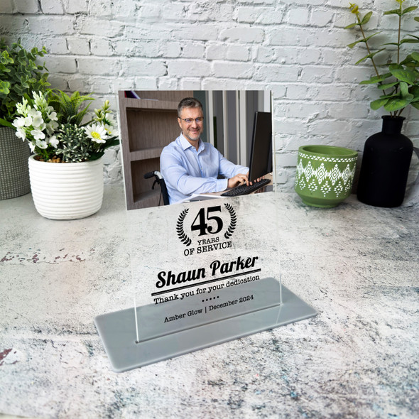 45 Years Service 45th Anniversary Photo Gift Employee Personalised Gift Plaque