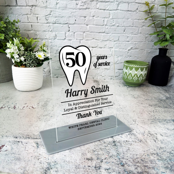 Dentistry 50 Years Service 50th Anniversary Tooth Gift Employee Custom Plaque