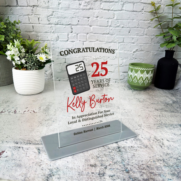 Accountant 25 Years Service 25th Anniversary Calculator Gift Employee Plaque