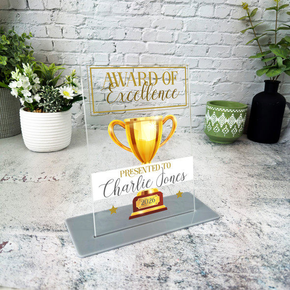 Award Of Excellence Trophy Gift Employee Colleague Team Member Custom Plaque