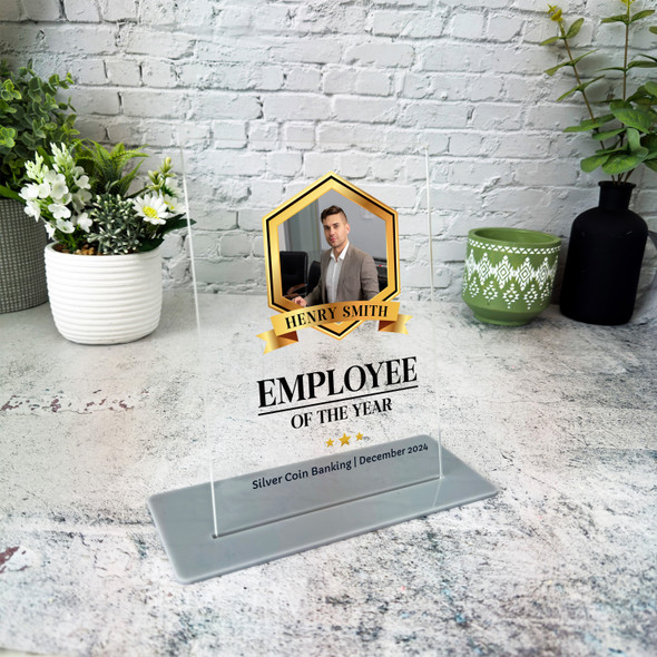 Employee Of The Year Gold Frame Photo Gift Employee Personalised Gift Plaque