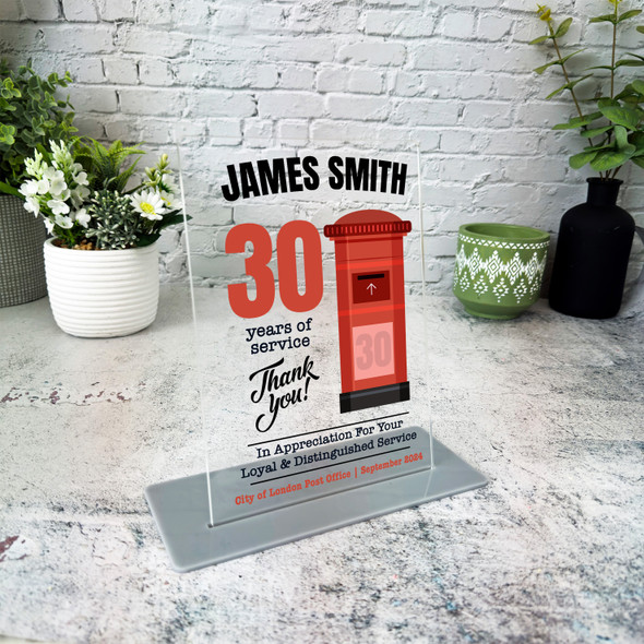 30 Yrs Service 30th Anniversary Postman Post Office Thank You Gift Plaque