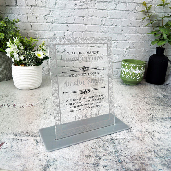 Employee Appreciation Work Grey Custom Personalised Gift Acrylic Plaque