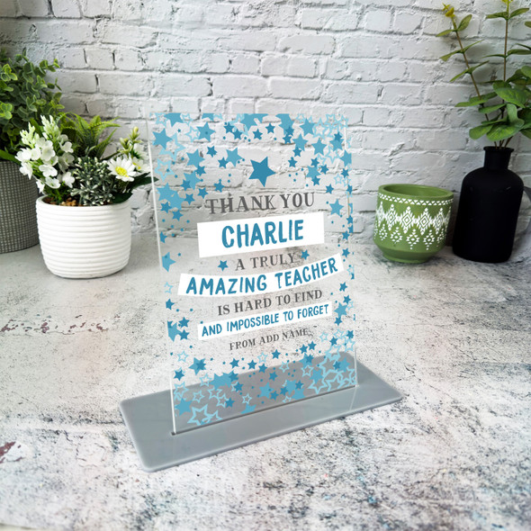 Amazing Teacher Thank You Grey Star Gift Employee Or Colleague Custom Plaque