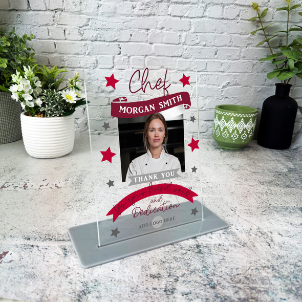 Chef Thank You Job Red Photo Gift Employee Or Colleague Personalised Gift Plaque