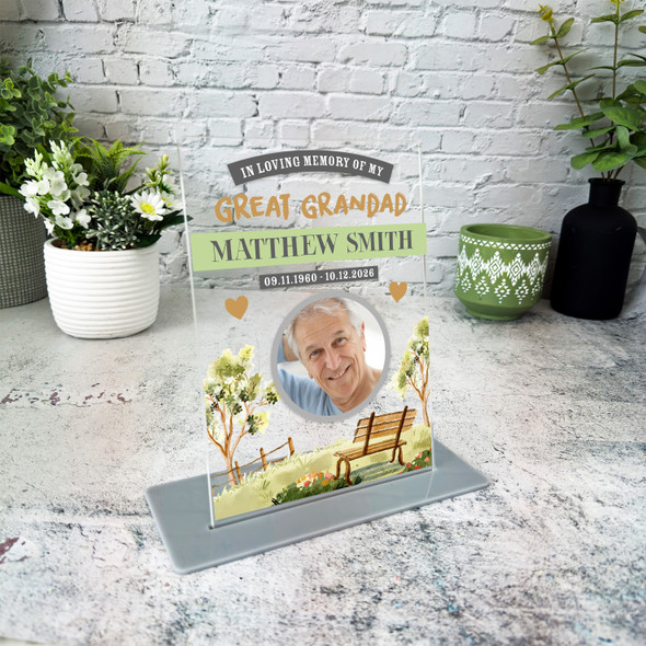 Great Grandad Memorial Keepsake Gift Bench Photo Custom Personalised Gift Plaque