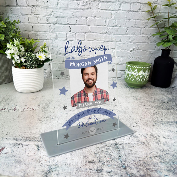 Labourer Thank You Job Blue Photo Gift Employee Custom Personalised Gift Plaque