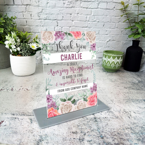 Thank You Job Appreciation Receptionist Photo Gift Employee Personalised Plaque