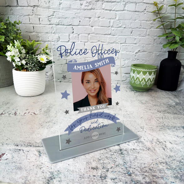 Police Officer Thank You Job Blue Photo Gift Employee Personalised Gift Plaque