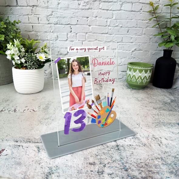 13th Birthday Gift Paint Brushes Photo Custom Personalised Gift Acrylic Plaque