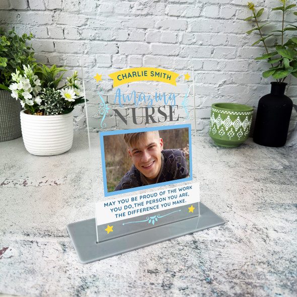 Amazing Nurse Banner Photo Gift Employee Colleague Friend Personalised Plaque