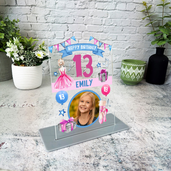 13th Birthday Gift For Her Ballerina Girl Pink Photo Personalised Gift Plaque