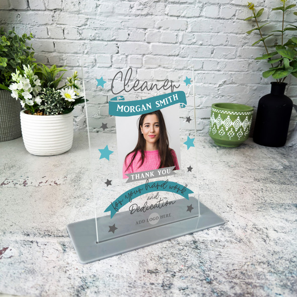 Cleaner Thank You Job Blue Photo Gift Employee Or Client Personalised Plaque