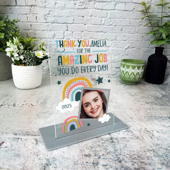 Thank You For The Work You Do Rainbow Photo Work Gift Employee Custom Plaque