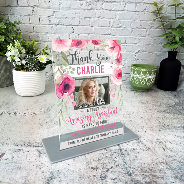 Thank You Job Appreciation Assistant Pink Photo Gift Employee Custom Plaque