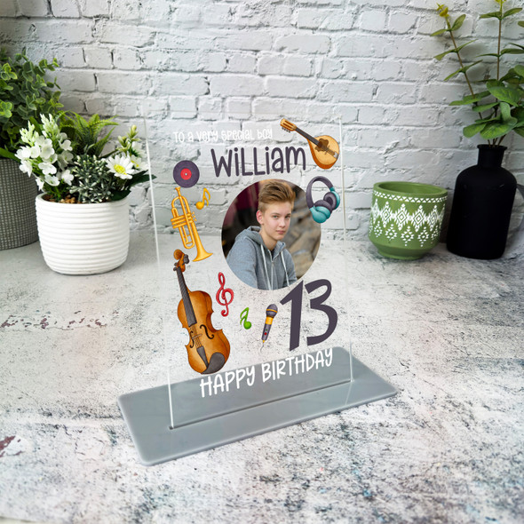 13th Birthday Gift Music Instruments Photo Personalised Gift Acrylic Plaque