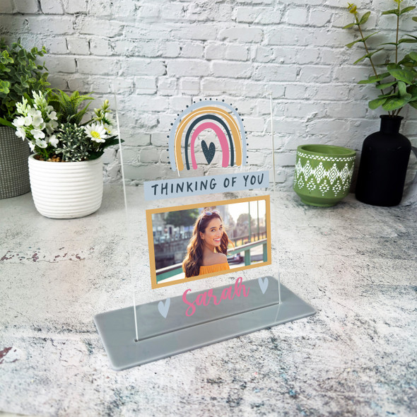 Thinking Of You Gift Rainbow Photo Custom Personalised Gift Acrylic Plaque