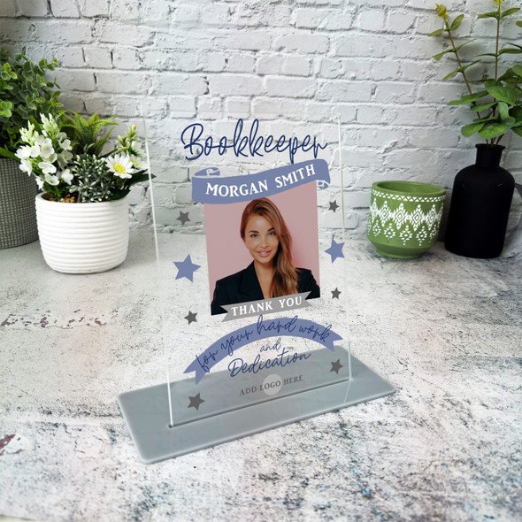 Bookkeeper Thank You Job Blue Photo Gift Employee Personalised Gift Plaque