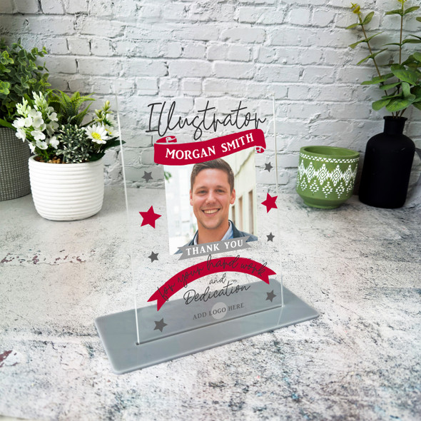 Illustrator Thank You Job Red Photo Gift Employee Personalised Gift Plaque