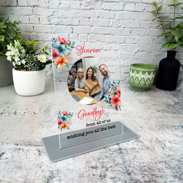 Floral Photo Leaving Gift Custom Personalised New Job Gift Acrylic Plaque