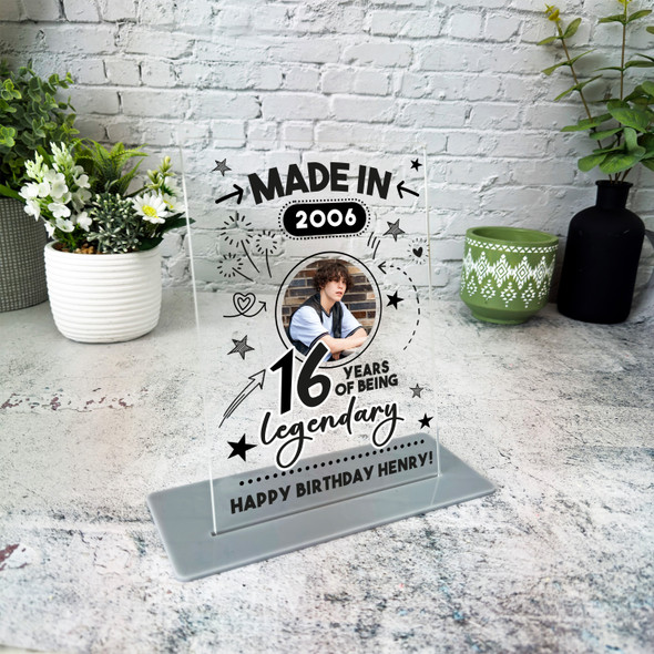 16th Birthday Gift Doodle Photo Custom Personalised Gift Acrylic Plaque