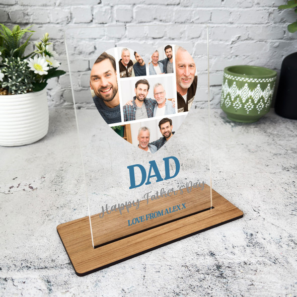 Dad Heart Photo Father's Day Gift Personalised Acrylic Plaque