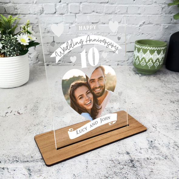 10th Wedding Anniversary Photo Gift Personalised Acrylic Plaque