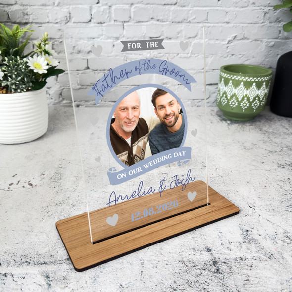 Father Of The Groom Gift On Our Wedding Day Photo Personalised Acrylic Plaque