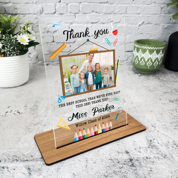 Thank You Teacher Gift School Blackboard Photo Personalised Acrylic Plaque