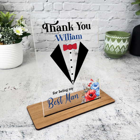 Floral Suit Thank You Best Man Gift Personalised Acrylic Plaque