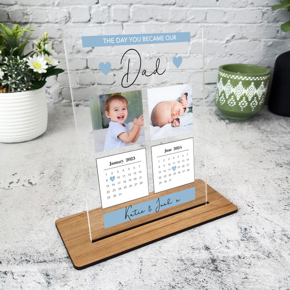 The Day Our Dad Photo Blue 2 Children Gift For Dad Personalised Acrylic Plaque