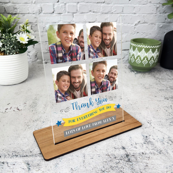 Gift For Dad Thank You For Everything You Do Photo Personalised Acrylic Plaque