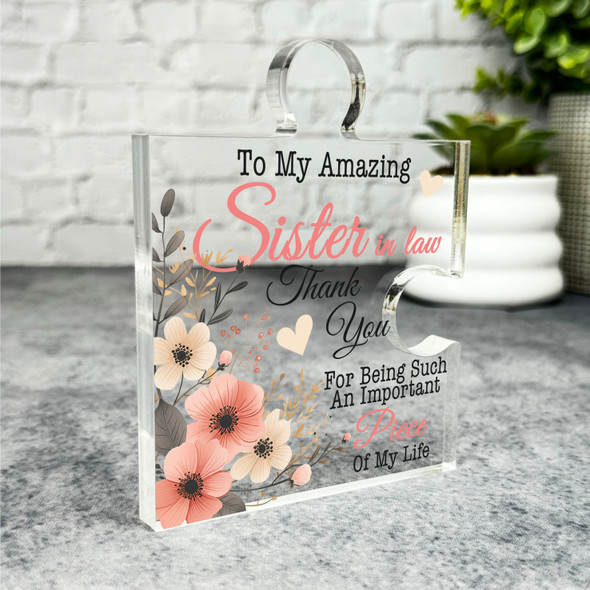 Sister-In-Law Thank You Important Piece Of Life Puzzle Plaque Keepsake Gift