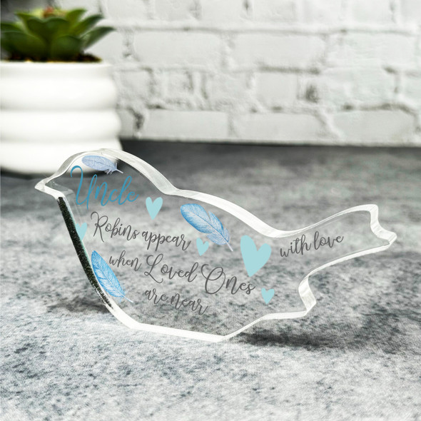 Uncle Appear Blue Feather Robin Plaque Sympathy Gift Keepsake Memorial Gift