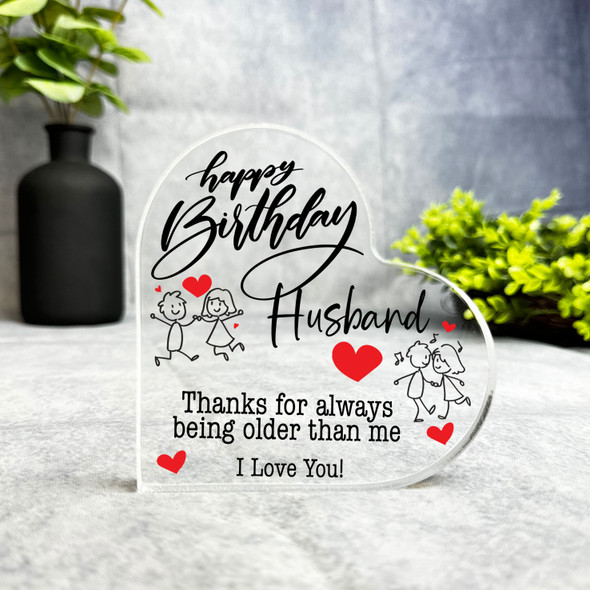 Husband Red Doodle Couple Happy Birthday Present Heart Plaque Keepsake Gift