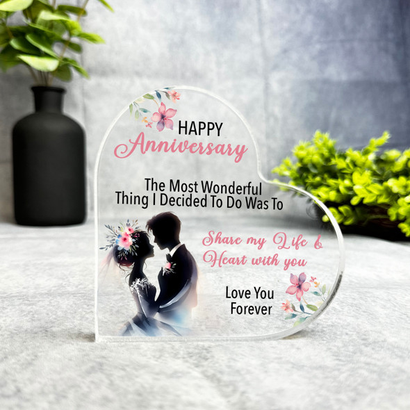 Gift For Wedding Anniversary Floral Wedding Couple Heart Plaque Keepsake Gift