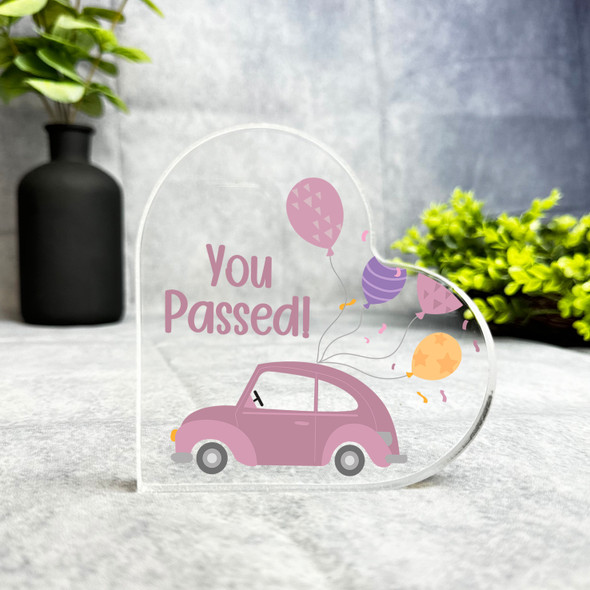 Pink You Congratulations Passed Driving Test Present Heart Plaque Keepsake Gift